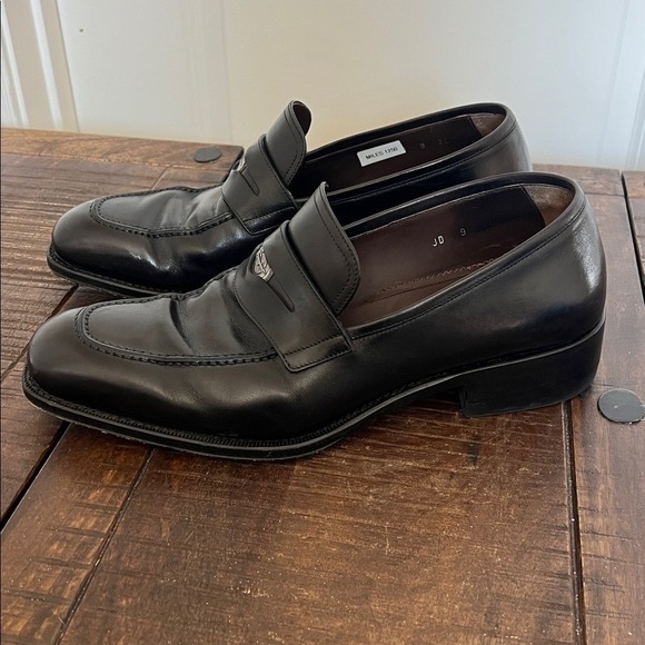 Salvatore Ferragamo Men's Black Leather Penny Loafers Dress Shoes UK 9 US 10
